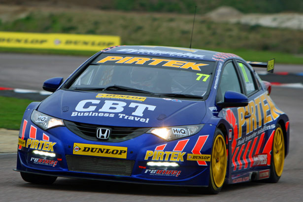Andrew Jordan on his way to pole position for the first race from Thruxton