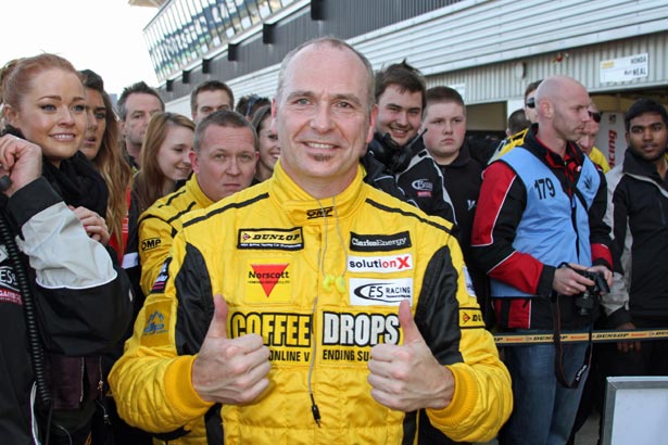 Dave Newsham gives a 'thumbs up' for 2nd place at Silverstone