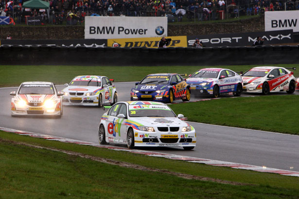 Tom Onslow-Cole leads the pack around the Brands Hatch GP circuit