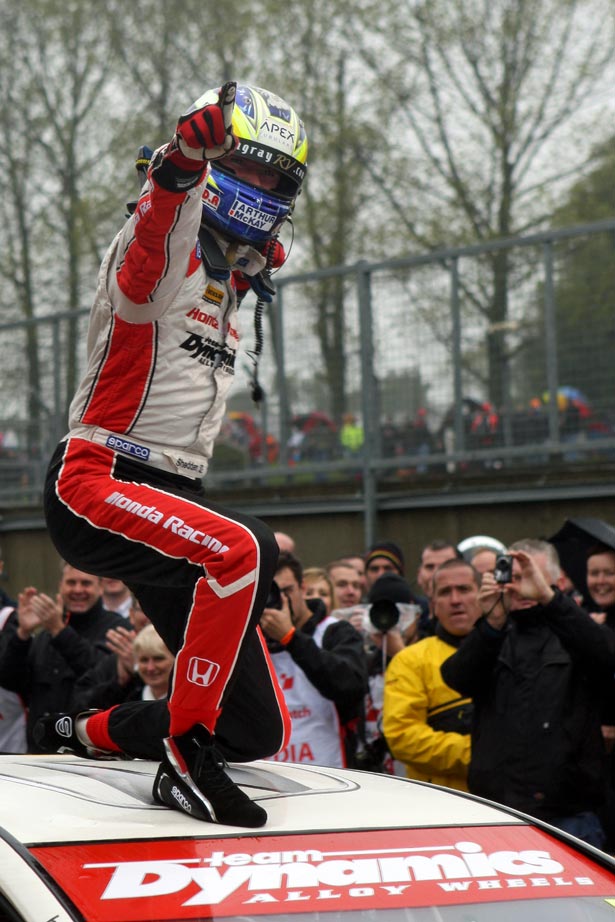 A jubilant Gordon Shedden at Brands Hatch