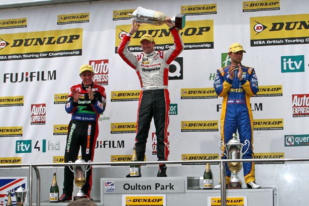 Shedden celebrating his 5th race win of the 2012 season at Oulton Park