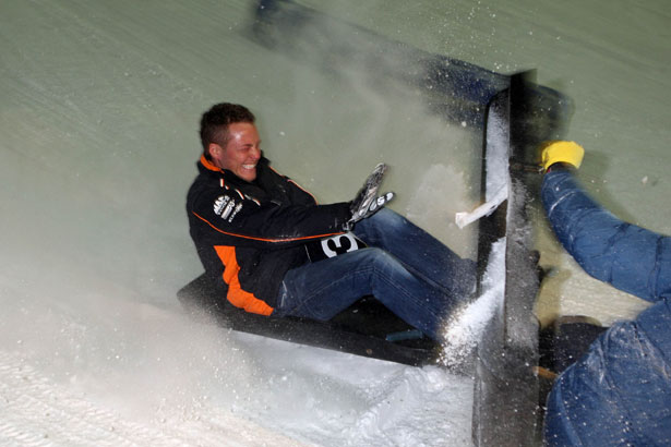 Frank Wrathall crashes out on the slope