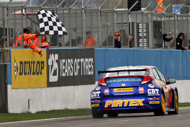 Andrew Jordan won his first race of the season in race two at Donington Park