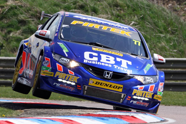 Jordan's Pirtek Racing Honda Civic on the edge at Thruxton