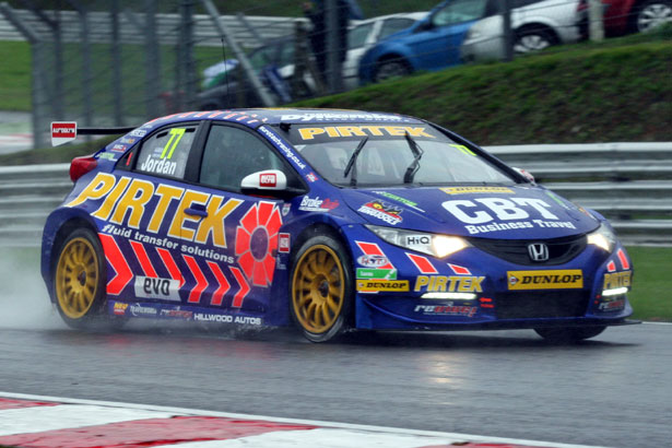 Andrew Jordan in the rain at Brands Hatch