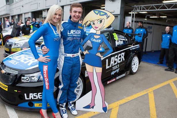 Aiden Moffat launches his Laser Tools Racing Chevrolet Cruze