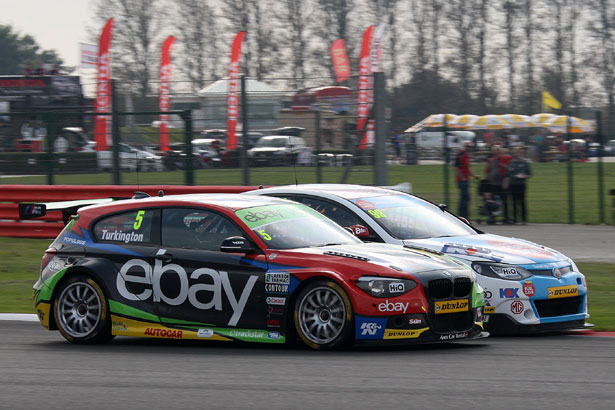 Colin Turkington and Jason Plato battle for the championship