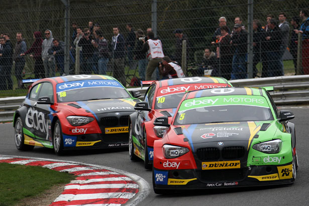 Colin Turkington leading team-mates Rob Collard and Nick Foster