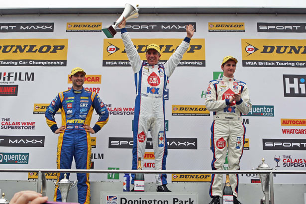 Jason Plato celebrates his first victory of 2014