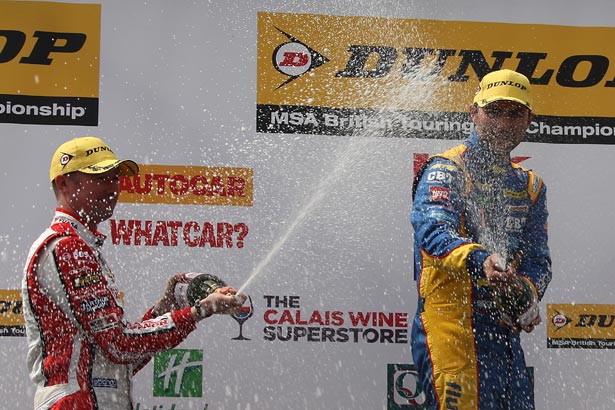 Andrew Jordan celebrates his first BTCC Thruxton victory