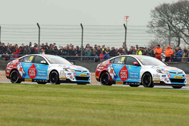 The MG KX Clubcard Fuel Save MG6s of Jason Plato and Sam Tordoff