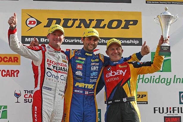 Andrew Jordan with Gordon Shedden (left) and Rob Collard (right)
