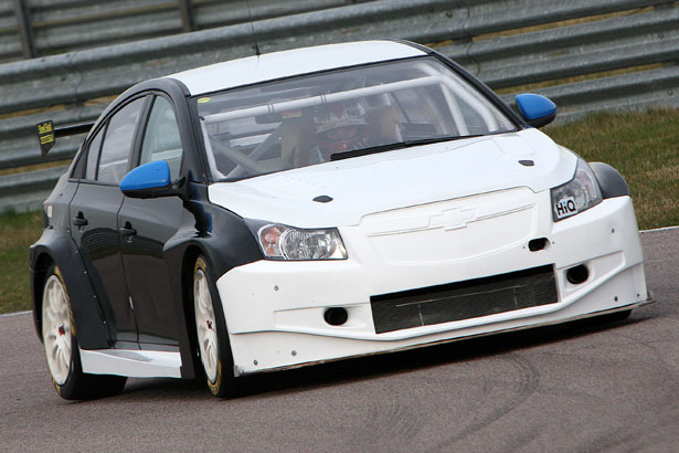 Dave Newsham testing the Chevrolet Cruze saloon at Rockingham