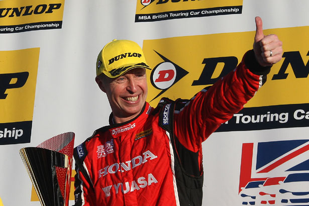 Matt Neal wins the final race of the day at Brands Hatch