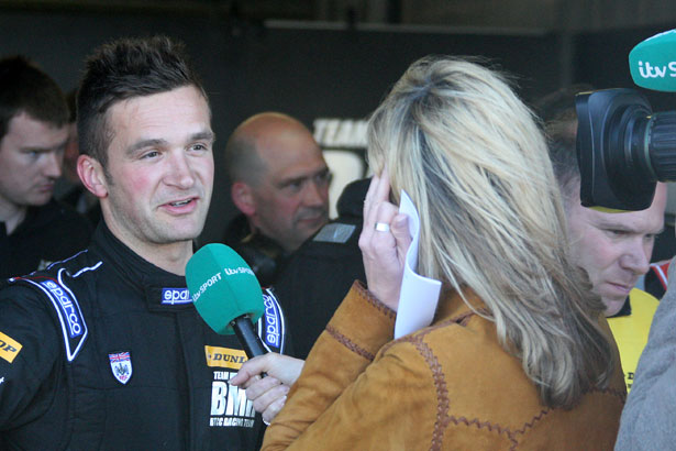 Colin Turkington being interviewed after securing pole position