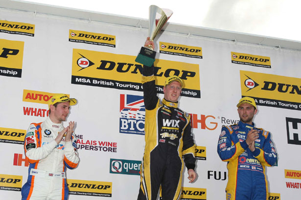 Adam Morgan on the podium with Sam Tordoff (left) and Andrew Jordan (right)