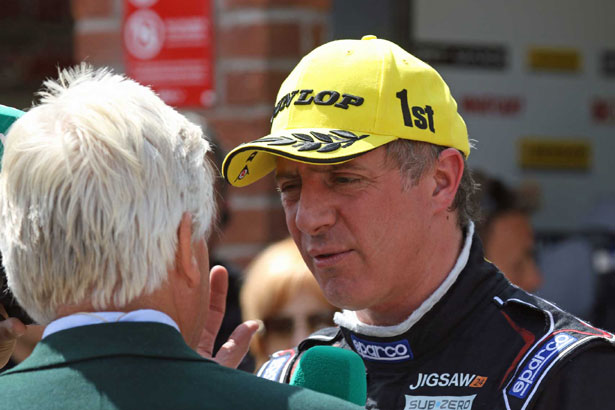 Jason Plato being interviewed after winning race 1