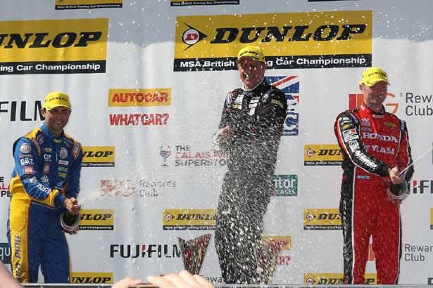 Jason Plato (centre) on the podium for his 2nd victory of the day