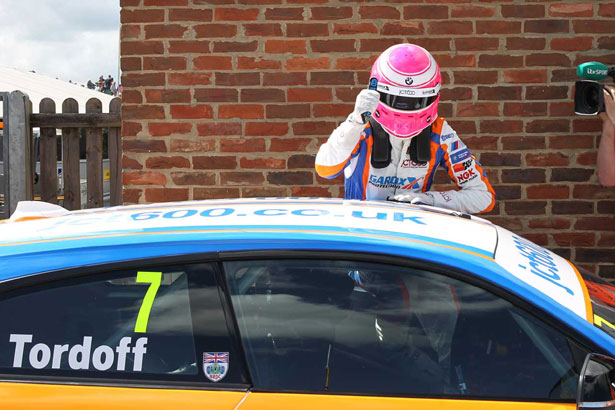 Sam Tordoff's new pink helmet is proving lucky at Croft