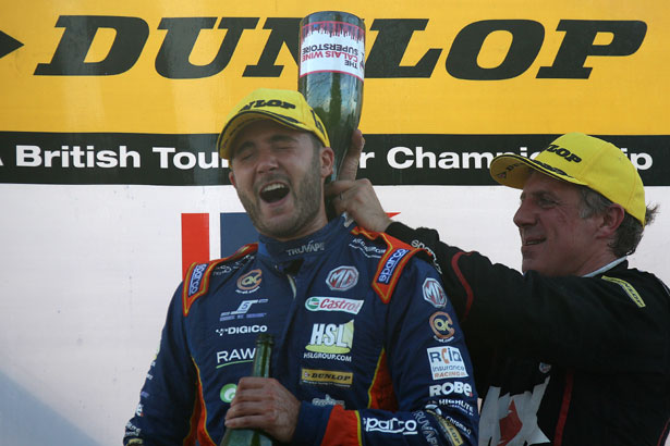 Jason Plato 'helps' Jack Goff celebrate his maiden victory