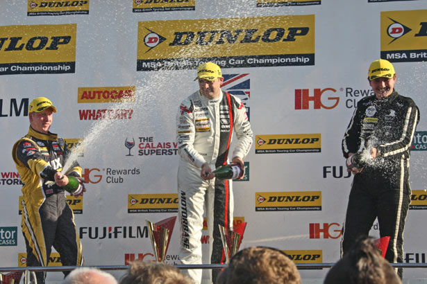 Mat Jackson on the podium with Tom Ingram and Adam Morgan