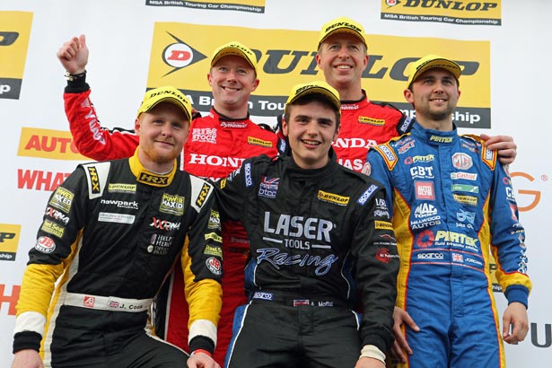Josh Cook (far left) enjoyed podium success is the 2015 BTCC season