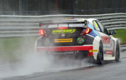 Matt Simpson in the wet at Oulton Park today