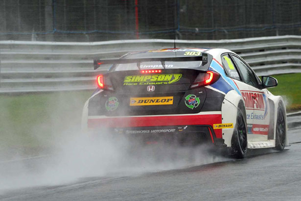 Matt Simpson in the wet at Oulton Park today