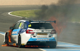 James Cole's Silverline Subaru Levorg GT engulfed by fire