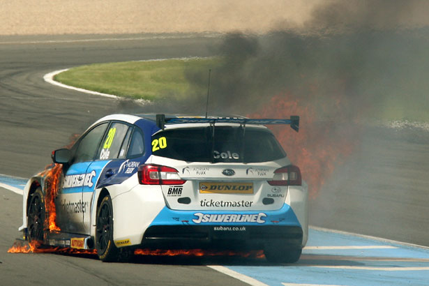 James Cole's Silverline Subaru Levorg GT engulfed by fire