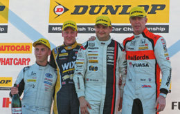 Adam Morgan (2nd from left) enjoys his 3rd podium of the day