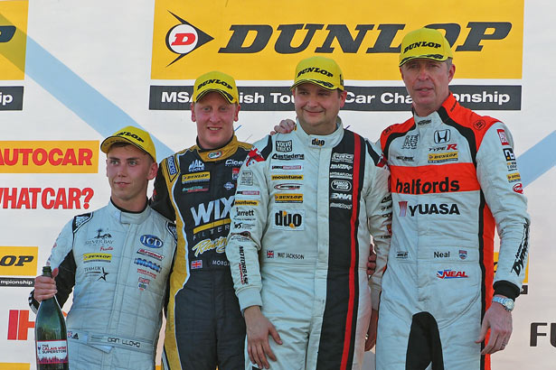Adam Morgan (2nd from left) enjoys his 3rd podium of the day