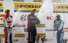 Champagne celebrations for Mat Jackson, Colin Turkington and Matt Neal