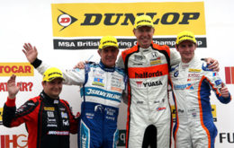 Podium celebrations for Neal, Tordoff and Plato with Mat Jackson