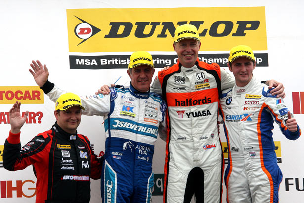Podium celebrations for Neal, Tordoff and Plato with Mat Jackson