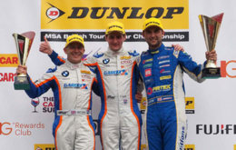 Sam Tordoff on the podium with Rob Collard and Andrew Jordan