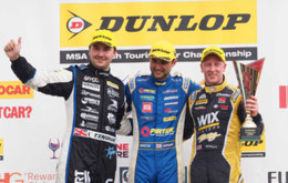 Podium celebrations for Andrew Jordan, Adam Morgan and Tom Ingram