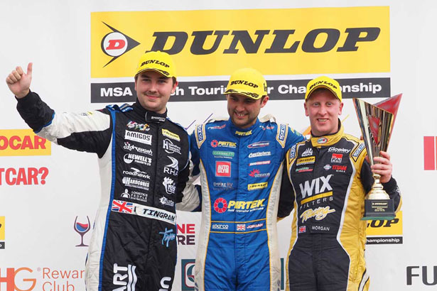 Podium celebrations for Andrew Jordan, Adam Morgan and Tom Ingram