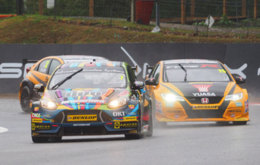 Mat Jackson in front of championship rivals Matt Neal and Gordon Shedden