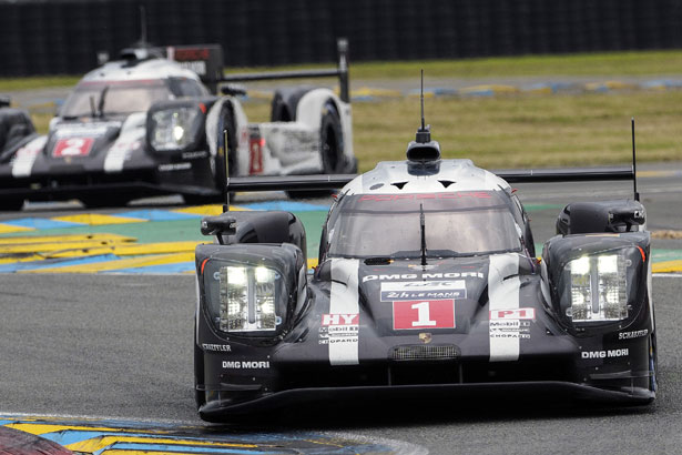 The #1 and #2 LMP1 Porsche 919 Hybrids